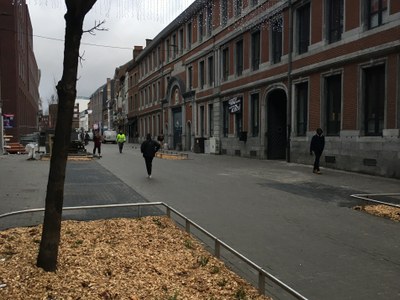 Une zone de rencontre rue de Bruxelles et la rue Saintraint à sens unique