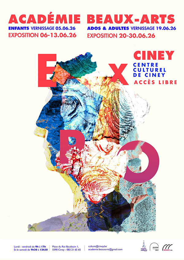 Affiche expo des élèves de l'académie des Beaux-Arts de Ciney 2026
