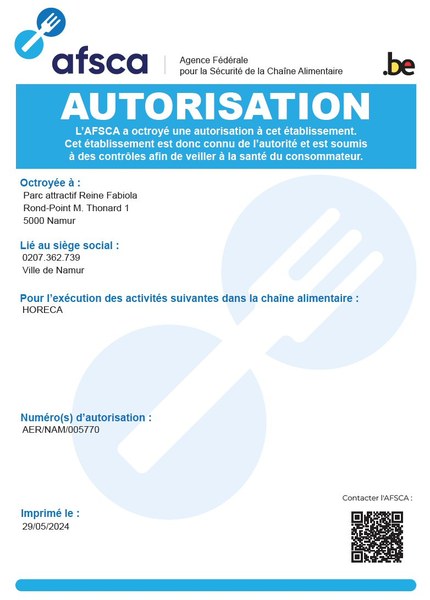Autorisation AFSCA 2024
