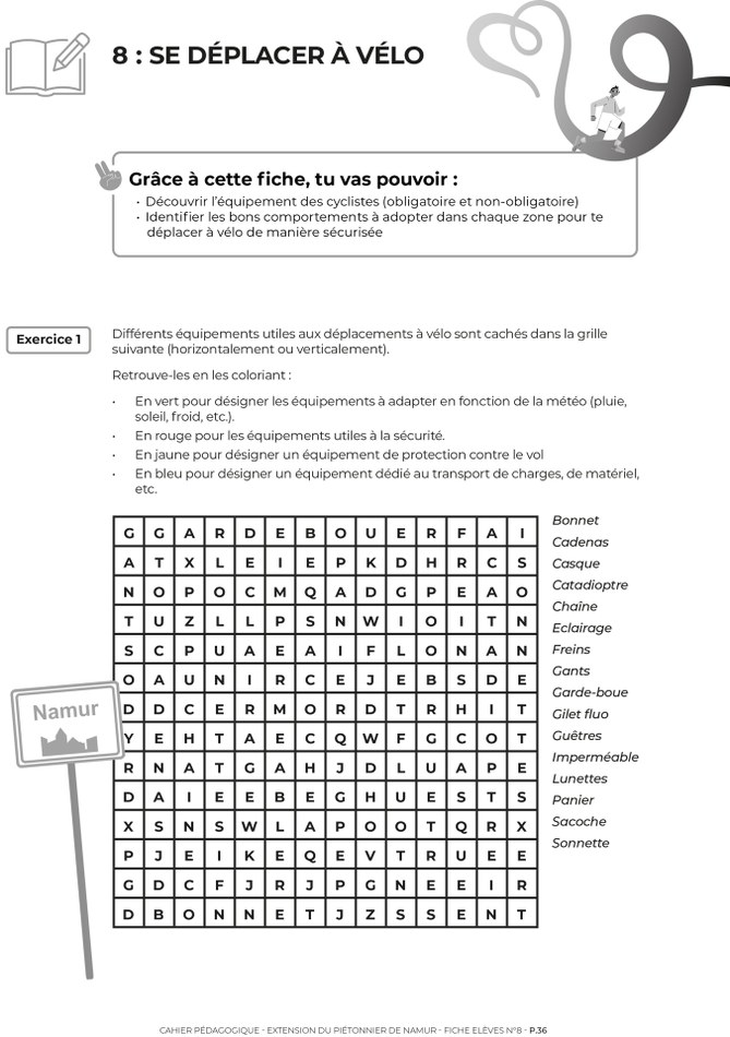 Cahier piétonnier fiche 8